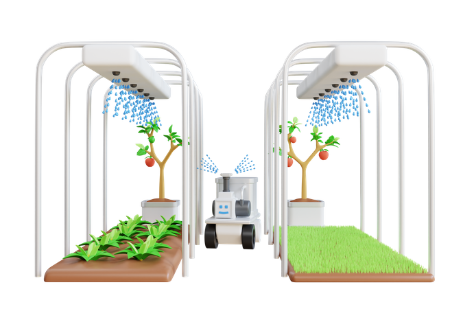 Automatic watering machine 3D Illustration