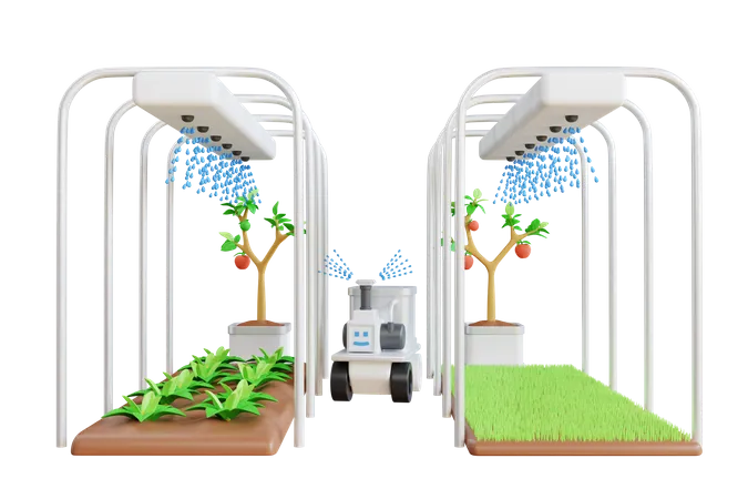 Automatic watering machine 3D Illustration
