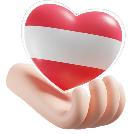 Soins des mains coeur drapeau Autriche  3D Icon