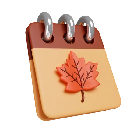 3 D Autumn Calendrer Golden Fall Season Decoration Icon Isolated On Gray Background 3 D Rendering Illustration Clipping Path 3D Icon