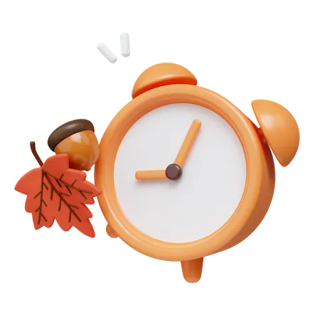 3 D Autumn Clock Golden Fall Season Decoration Icon Isolated On Gray Background 3 D Rendering Illustration Clipping Path 3D Icon