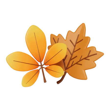 3 D Autumn Leaf Golden Fall Season Decoration Icon Isolated On Gray Background 3 D Rendering Illustration Clipping Path 3D Icon