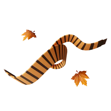 3 D Autumn Scarf Golden Fall Season Decoration Icon Isolated On Gray Background 3 D Rendering Illustration Clipping Path 3D Icon