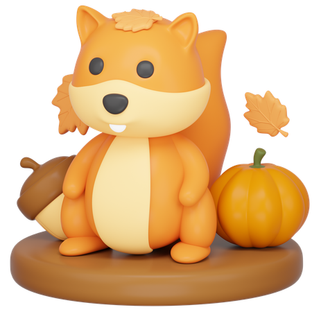 Autumn Squirrel  3D Icon