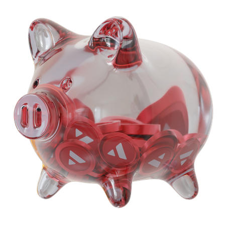 Avalanche (AVAX) Clear Glass Piggy Bank  3D Icon