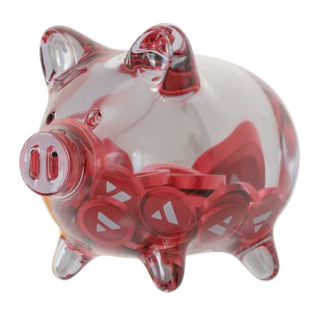 Avalanche (AVAX) Clear Glass Piggy Bank  3D Icon