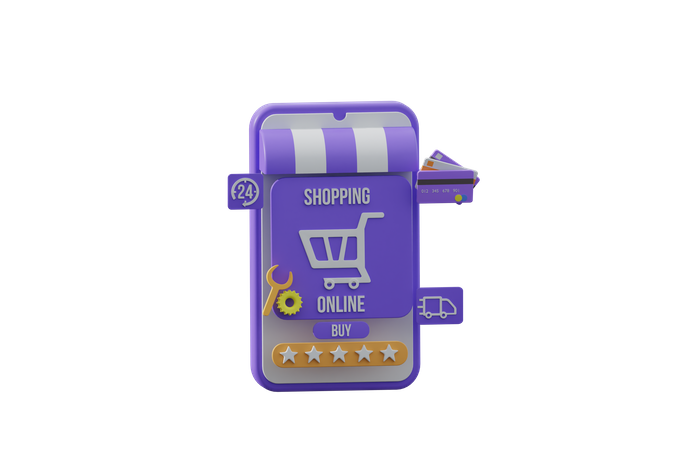 Avaliação de compras on-line  3D Illustration