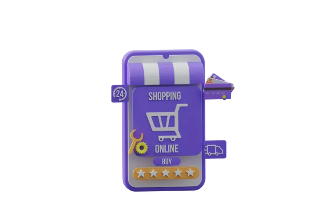 Avaliação de compras on-line  3D Illustration