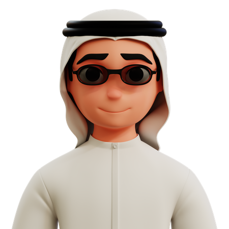 Avatar d'un homme arabe avec des lunettes  3D Icon