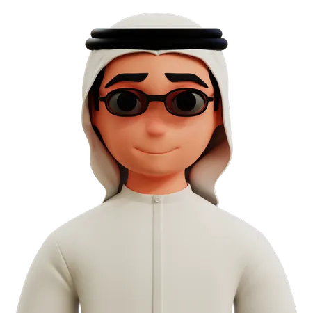 Avatar d'un homme arabe avec des lunettes  3D Icon