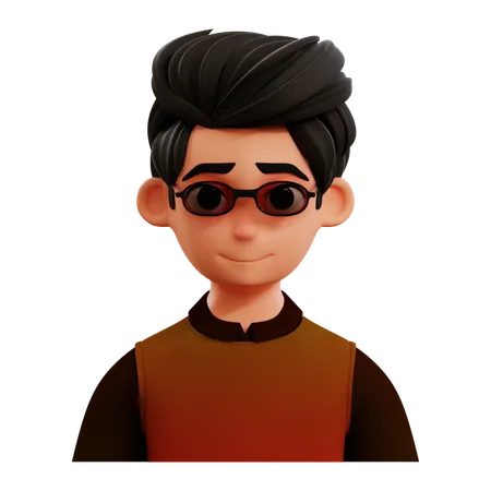 Avatar de homem bonito de óculos  3D Icon