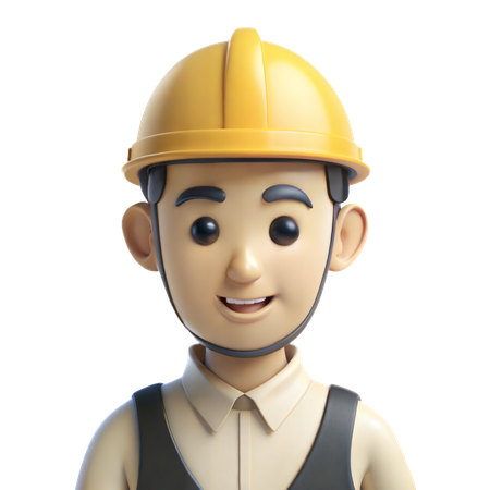 Avatar de trabajador de la construcción  3D Icon