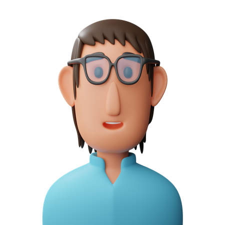 Avatar de um homem de óculos  3D Icon