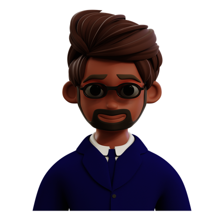Avatar de hombre de negocios con barba y gafas  3D Icon
