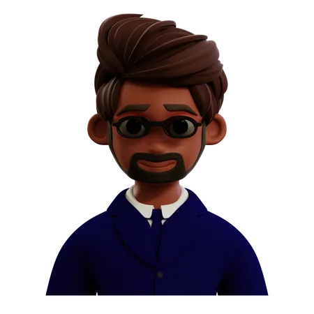 Avatar de hombre de negocios con barba y gafas  3D Icon