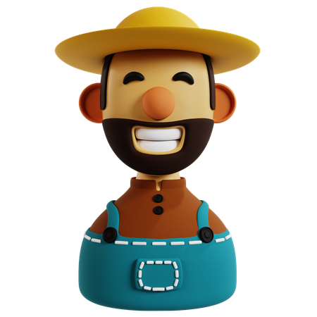 Avatar de fazendeiro feliz  3D Icon