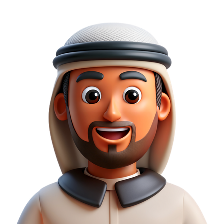 Avatar d'homme arabe du Moyen-Orient  3D Icon