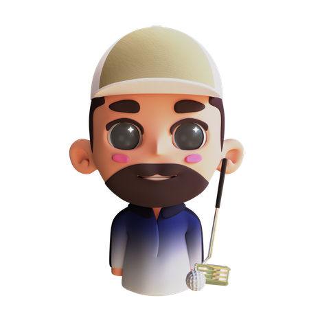 Jogador de golfe avatar  3D Icon
