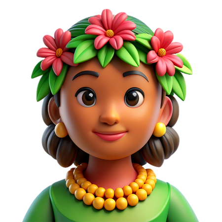 Avatar de niña nativa hawaiana  3D Icon