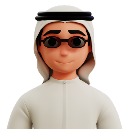 Avatar Of Arab Man With Glasses  3D Icon