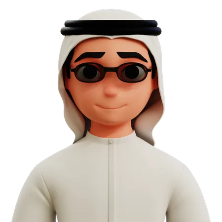 Avatar Of Arab Man With Glasses  3D Icon