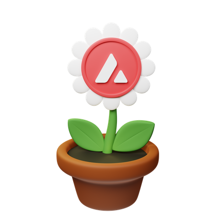 Avax Krypto Blumentopf  3D Icon