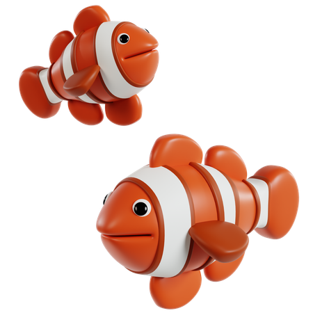 Aventura en dúo de peces payaso  3D Icon