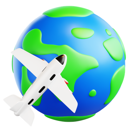 Avião orbitando a Terra  3D Icon