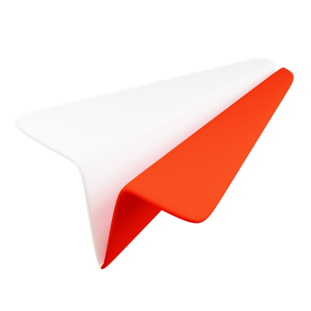 Avião de papel branco e vermelho  3D Icon