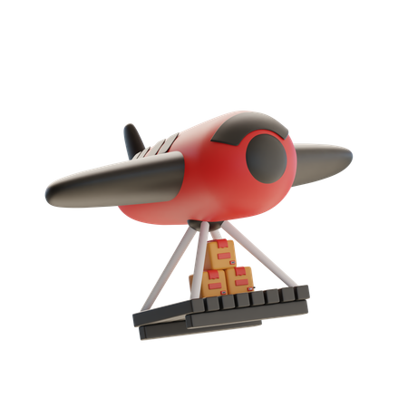 Avião transportando caixas empilhadas  3D Icon