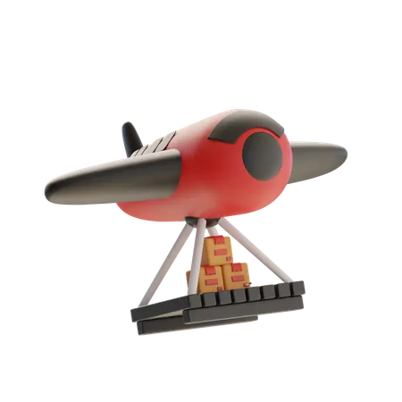 Avião transportando caixas empilhadas  3D Icon