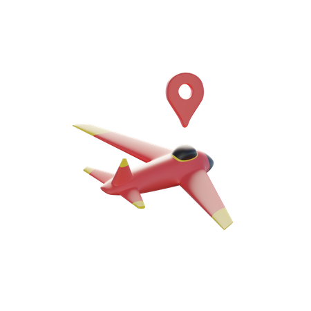 Avión con puntero de mapa  3D Icon