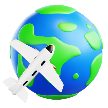 Avion en orbite autour de la Terre  3D Icon