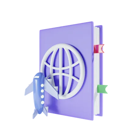 Avión y pasaporte  3D Icon