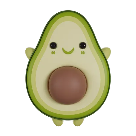Avocado 3 D Cute Render Character 3D Icon