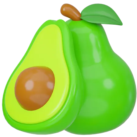3 D Rendered Avocado Icon Illustration 3D Icon