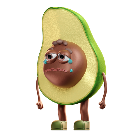 Avocado Crying  3D Illustration