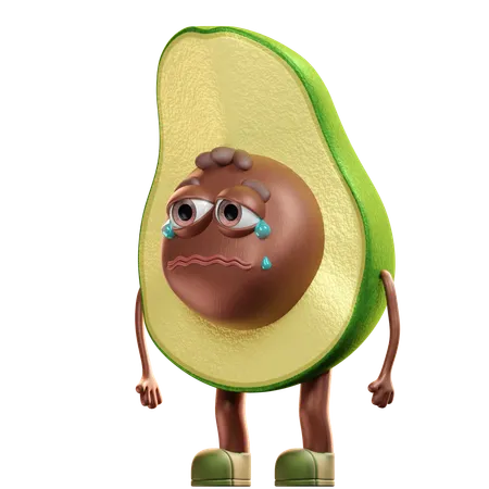 Avocado Crying  3D Illustration