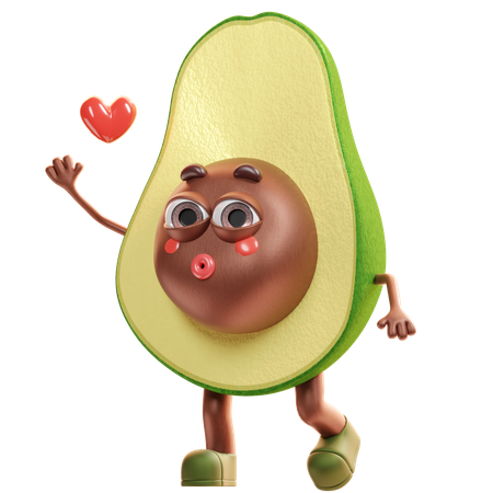 Avocado Giving Kiss  3D Illustration