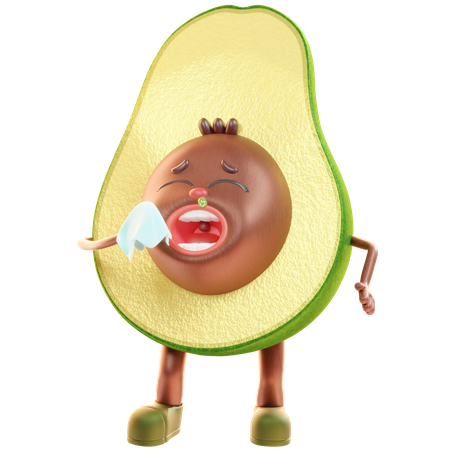 Avocado Having Cold  3D Icon