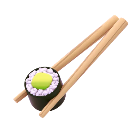 Avocado Hosomaki In Chopstick  3D Icon