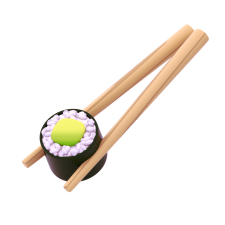 Avocado Hosomaki In Chopstick  3D Icon