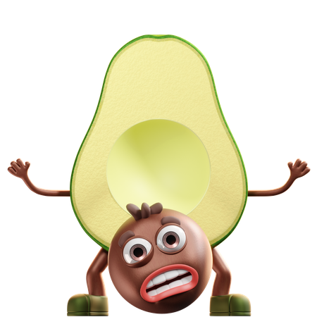 Avocado In Fear  3D Illustration