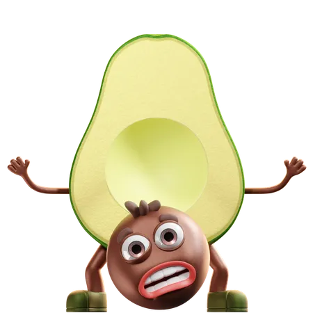 Avocado In Fear  3D Illustration