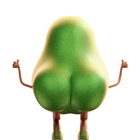 Avocado Saying Ok With Back  3D Illustration