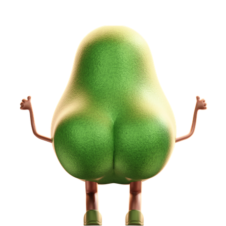 Avocado Saying Ok With Back  3D Icon