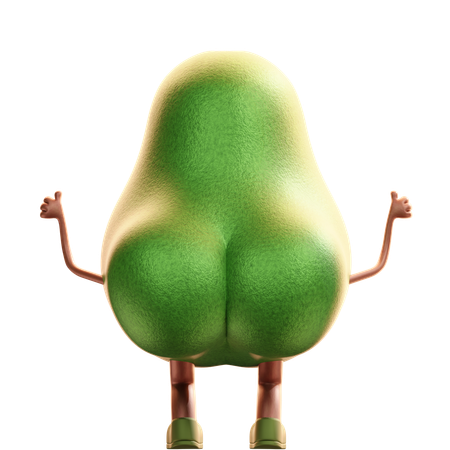 Avocado Saying Ok With Back  3D Illustration