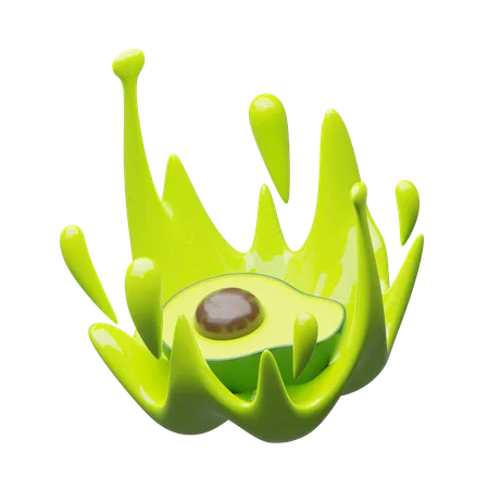 Avocado splash  3D Icon