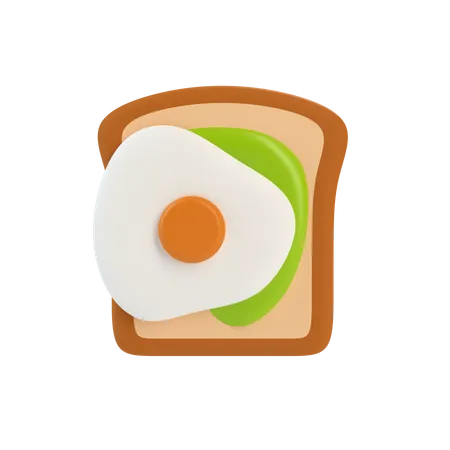 Avocado Toast With A Fried Egg Icon 3D Icon