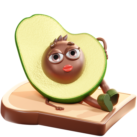 Avocado With Toast  3D Illustration